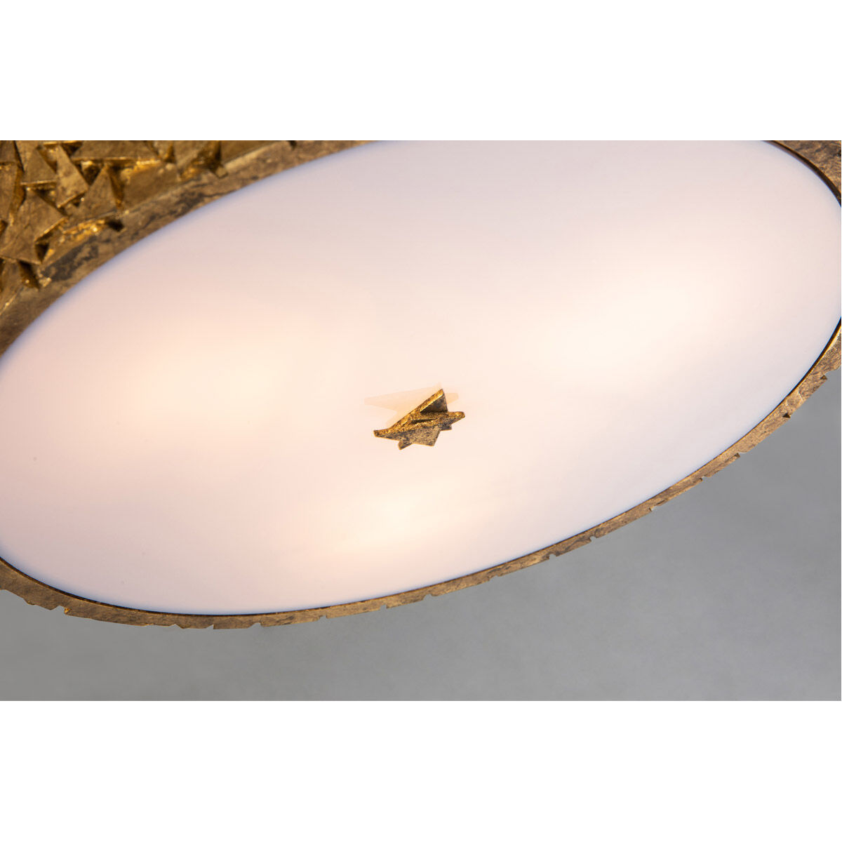 Mosaic 3 Light Gold Bath/Flush Mounts Ceiling Light in Gold Leaf with Antique